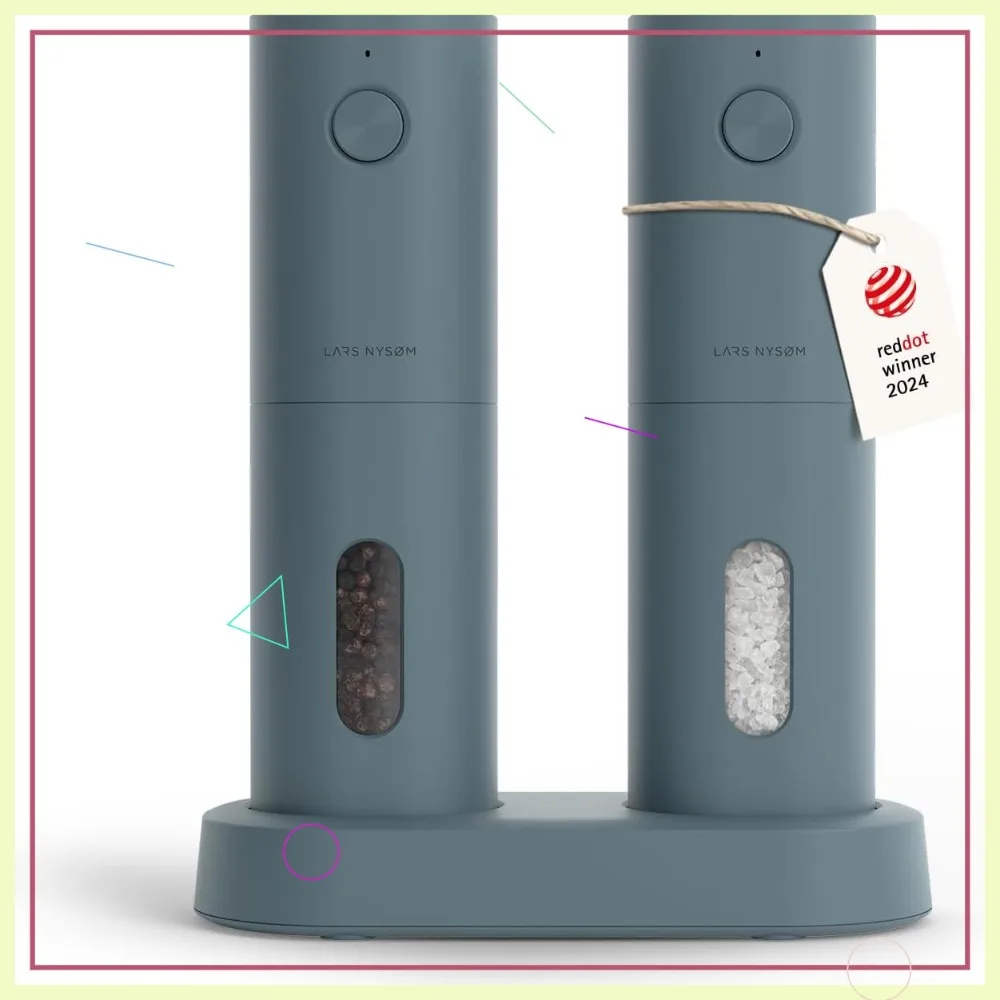 USB Rechargeable Electric Salt and Pepper Grinder Set with LED Light, Adjustable Coarseness, Ceramic Mill in Stone Blue
USB Rechargeable Electric Salt and Pepper Grinder Set with LED Light, Adjustable Coarseness, Ceramic Mill in Stone Blue