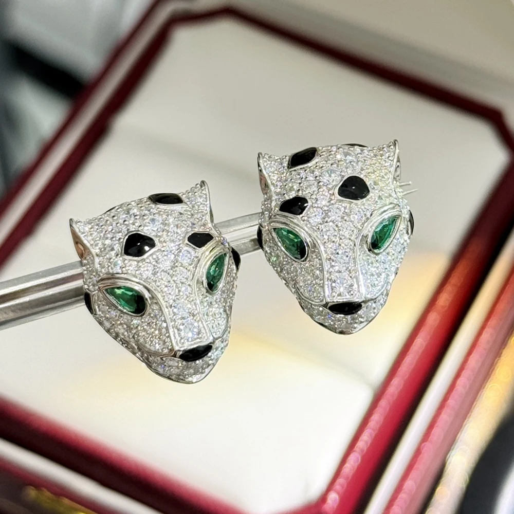 AYJEWELRY Big 925 Sterling Silver High Carbon Stone Panther Stud Earrings Leopard Fine Luxury Designer Jewelry For Women or Men
AYJEWELRY Big 925 Sterling Silver High Carbon Stone Panther Stud Earrings Leopard Fine Luxury Designer Jewelry For Women or Men