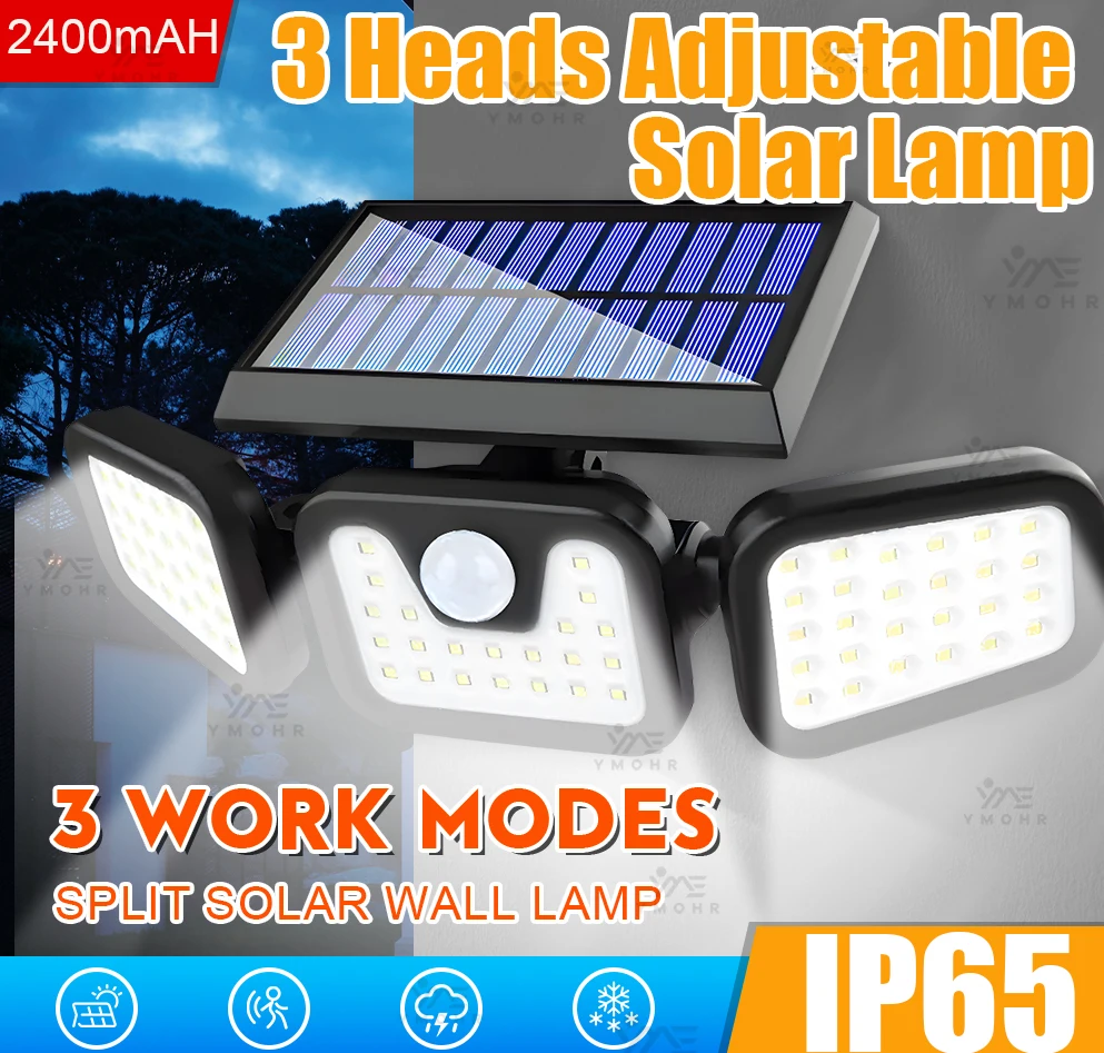 3 Heads Adjustable Solar Lights Outdoor Waterproof Wall Lamp Solar Power Motion Sensor Human Induction Garden Decoration Street
3 Heads Adjustable Solar Lights Outdoor Waterproof Wall Lamp Solar Power Motion Sensor Human Induction Garden Decoration Street