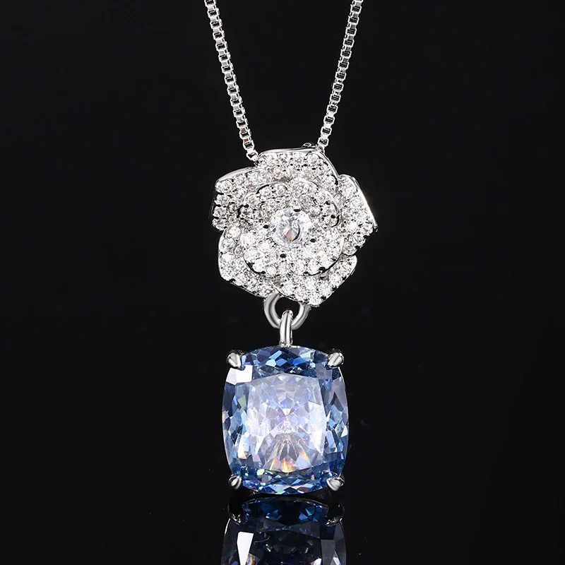 Square Aquamarine Blue High Carbon Diamond Necklace Sparkling Wedding Party Jewelry For Women Gift Wholesale
Square Aquamarine Blue High Carbon Diamond Necklace Sparkling Wedding Party Jewelry For Women Gift Wholesale