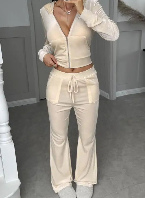 Two Piece Set Women Outfit 2026 New Spring Pocket Design Long Sleeve Crop Hooded Zipper Jacket & High Waist Casual Pants Set
Two Piece Set Women Outfit 2026 New Spring Pocket Design Long Sleeve Crop Hooded Zipper Jacket & High Waist Casual Pants Set