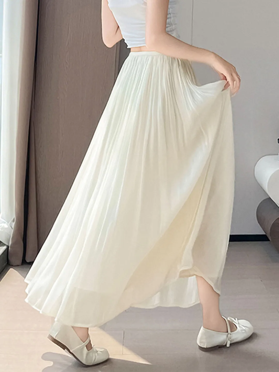 2026 New Pure Color A-Line Midi Skirt Women's Summer Elastic Waist High Waist Korean Style Commute Sun Protection Casual Poly...
2026 New Pure Color A-Line Midi Skirt Women's Summer Elastic Waist High Waist Korean Style Commute Sun Protection Casual Poly...
