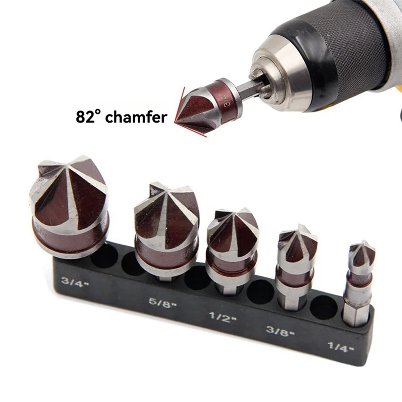 B03C-5 Flute Metal M35 Cobalt Countersink Drill Bit Set 82° 5Pcs 1/4In Hex Shank Countersunk Bit Set 1/4In 3/8In 1/2In 5/8In
B03C-5 Flute Metal M35 Cobalt Countersink Drill Bit Set 82° 5Pcs 1/4In Hex Shank Countersunk Bit Set 1/4In 3/8In 1/2In 5/8In