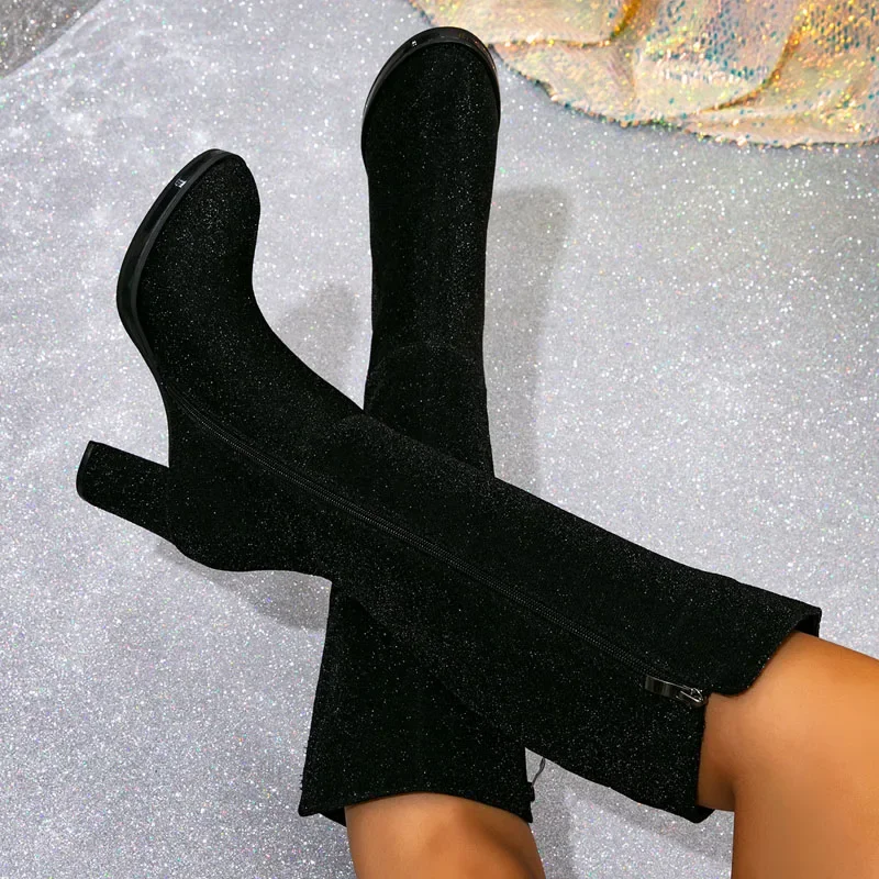 Aneikeh/пикантные сапоги до колена из ткани с блестками, пикантные сапоги до колена для танцев на пилоне, модная обувь на квадратном каблуке с молнией, женская современная обувь Botas Mujer
Aneikeh/пикантные сапоги до колена из ткани с блестками, пикантные сапоги до колена для танцев на пилоне, модная обувь на квадратном каблуке с молнией, женская современная обувь Botas Mujer