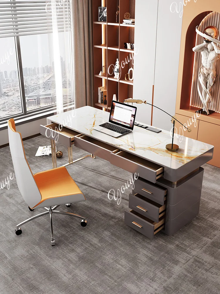 Light luxury rock slab desk Modern simple stainless steel boss table Writing desk Office study home
Light luxury rock slab desk Modern simple stainless steel boss table Writing desk Office study home