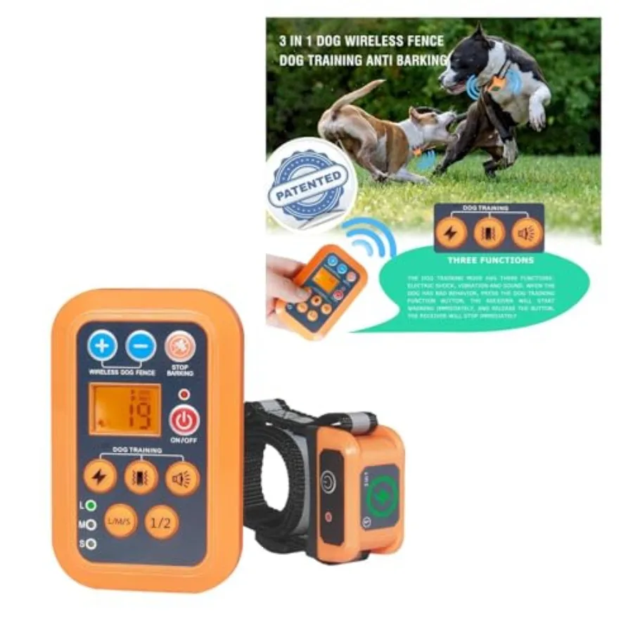 Wireless Dog Fence for Outdoor Training Waterproof Nylon Collar in Black with Voice-Activated Barking Control Remote Automatic
Wireless Dog Fence for Outdoor Training Waterproof Nylon Collar in Black with Voice-Activated Barking Control Remote Automatic