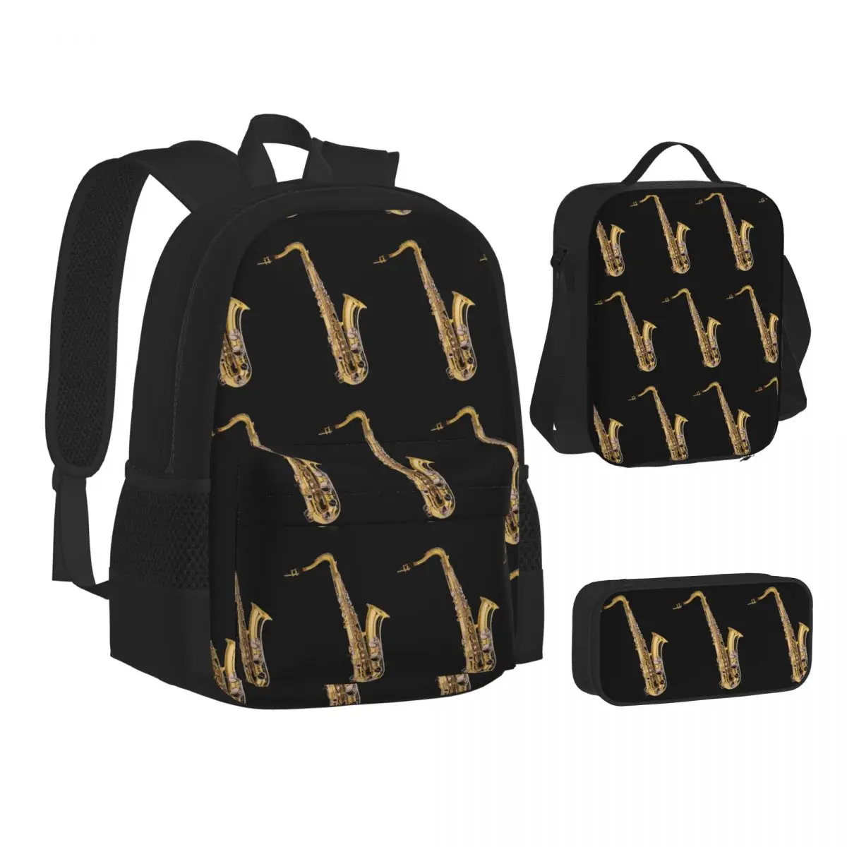 Saxophonist Saxophone Pattern Black Backpacks Students Bookbag School Bags Children Rucksack Lunch Bag Pen Bag Three-Piece Set
Saxophonist Saxophone Pattern Black Backpacks Students Bookbag School Bags Children Rucksack Lunch Bag Pen Bag Three-Piece Set