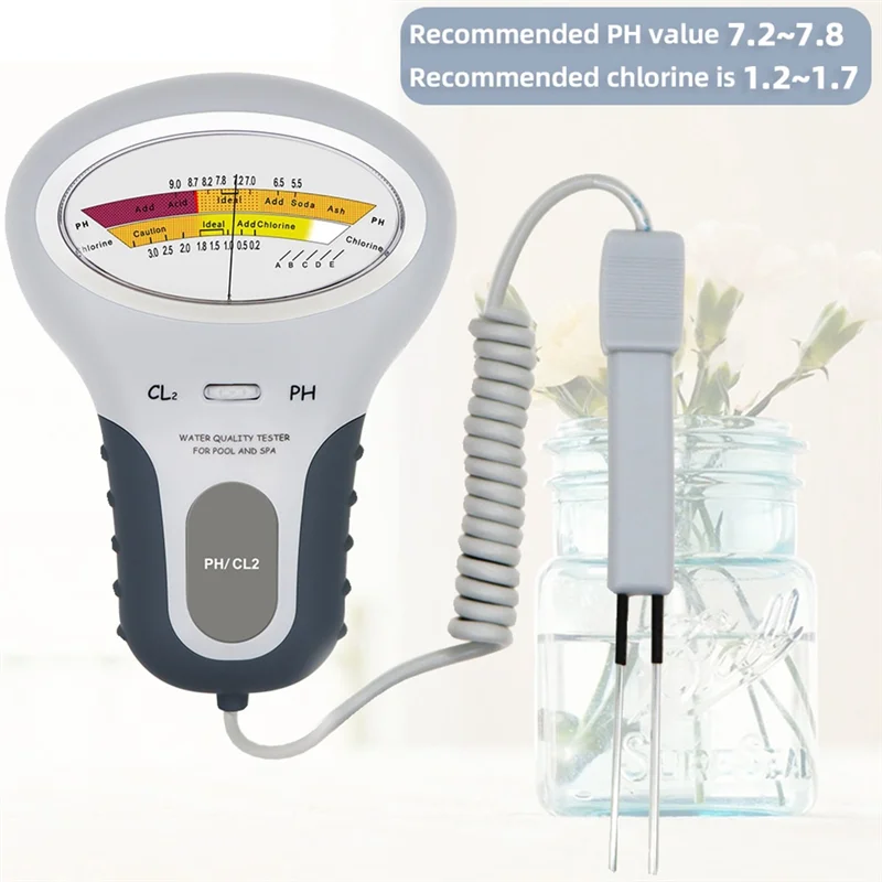 2 in 1 PH Chlorine Meter Chlorine Tester PH Tester Chlorine Water Quality Testing Device CL2 Measuring for Pool Aquarium
2 in 1 PH Chlorine Meter Chlorine Tester PH Tester Chlorine Water Quality Testing Device CL2 Measuring for Pool Aquarium