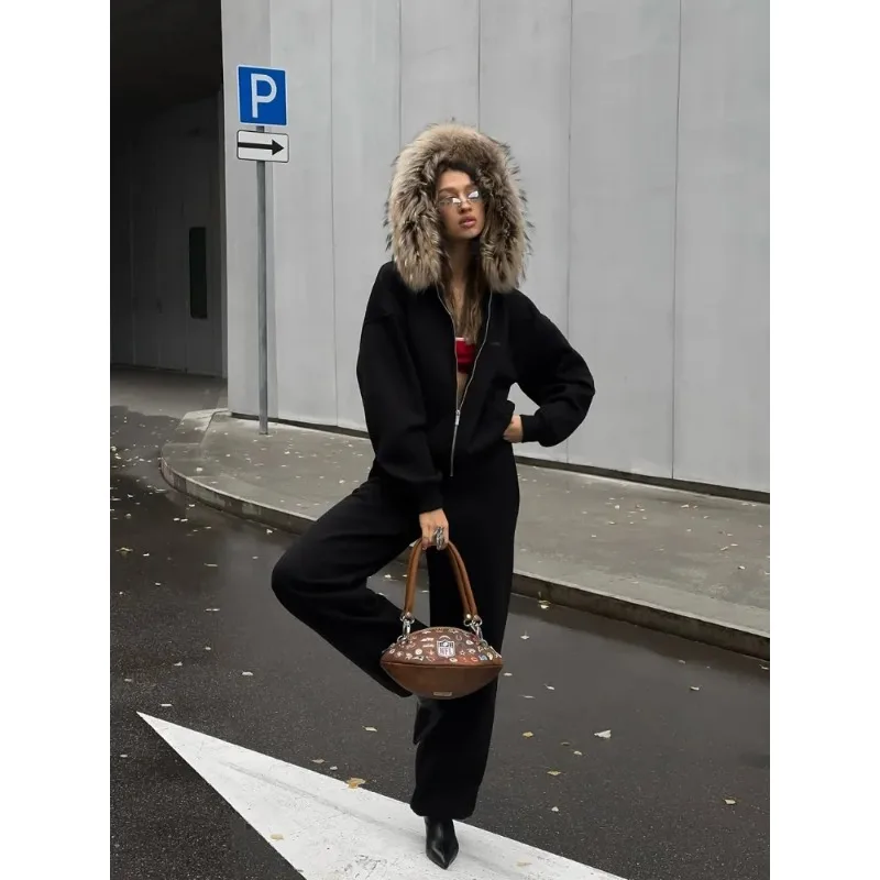 Women Solid Sweatshirt Long Pants Set Casual Elegant Long Sleeved Zippper Short Coat Straight Pant Sets Lady Daily Street Outfit
Women Solid Sweatshirt Long Pants Set Casual Elegant Long Sleeved Zippper Short Coat Straight Pant Sets Lady Daily Street Outfit