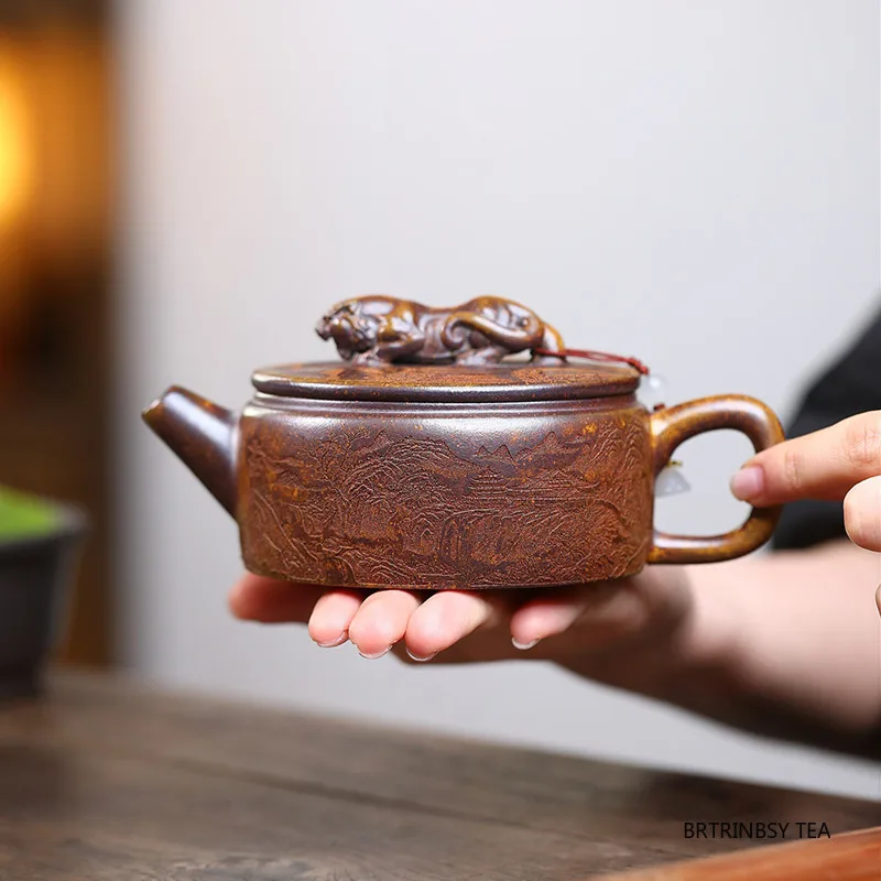 Chinese Yixing Handmade Purple Clay Teapot Hand-carved Landscape Zisha Tea Pot Tradition Household Beauty Kettle Tea Set 240ml
Chinese Yixing Handmade Purple Clay Teapot Hand-carved Landscape Zisha Tea Pot Tradition Household Beauty Kettle Tea Set 240ml