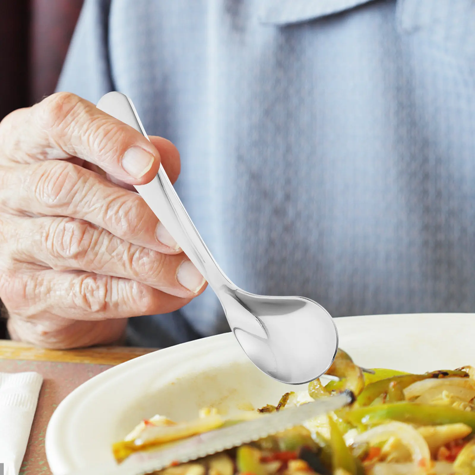 1Set Auxiliary Eating Spoon Fork Stainless Steel Angled Feeding Spoon for Elderly Patients Self-Feeding Tableware Ergonomic
1Set Auxiliary Eating Spoon Fork Stainless Steel Angled Feeding Spoon for Elderly Patients Self-Feeding Tableware Ergonomic