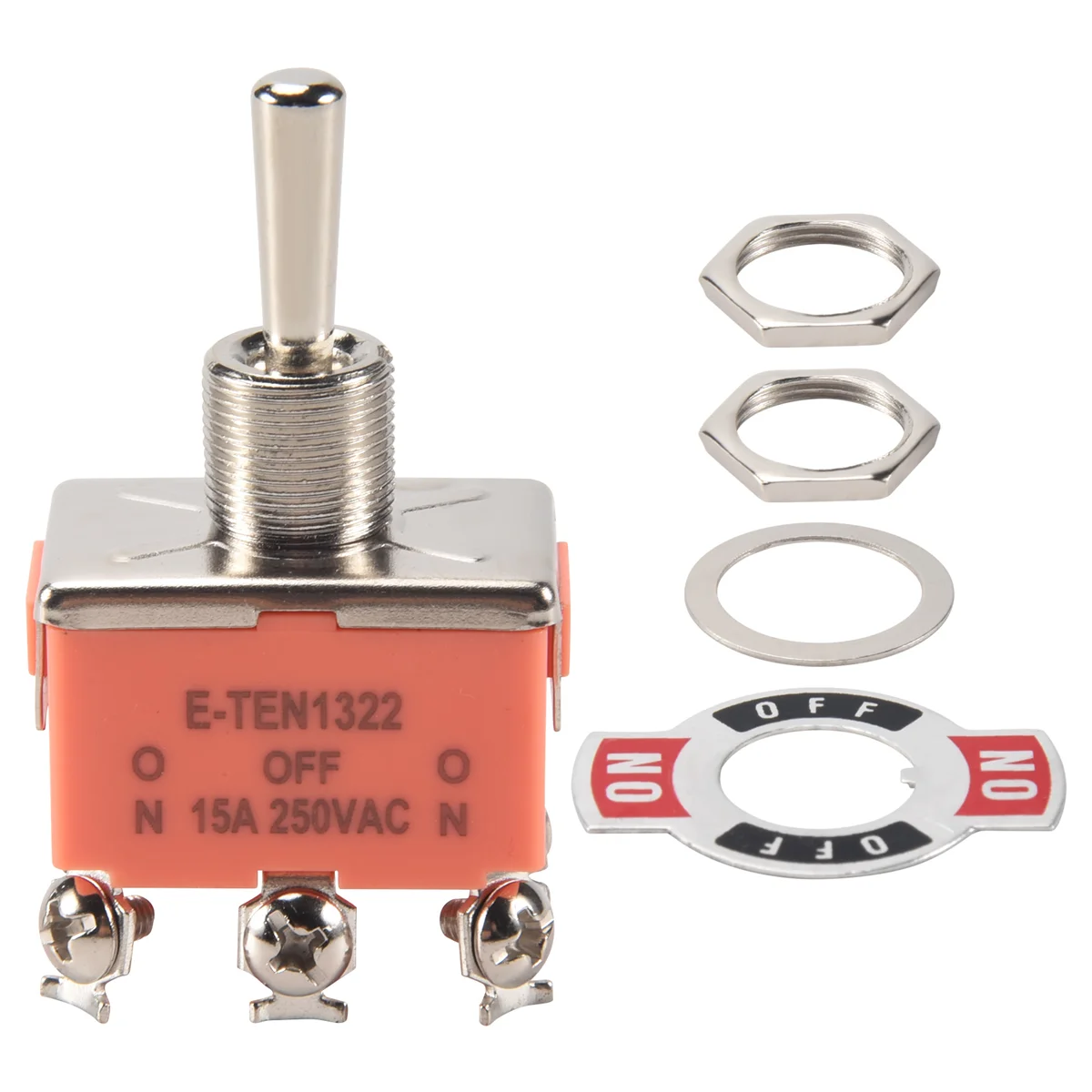 AC 250V 15A Latching 3 Way On-Off-On Single Pole Double Throw Toggle Switch OrangeAB32
AC 250V 15A Latching 3 Way On-Off-On Single Pole Double Throw Toggle Switch OrangeAB32