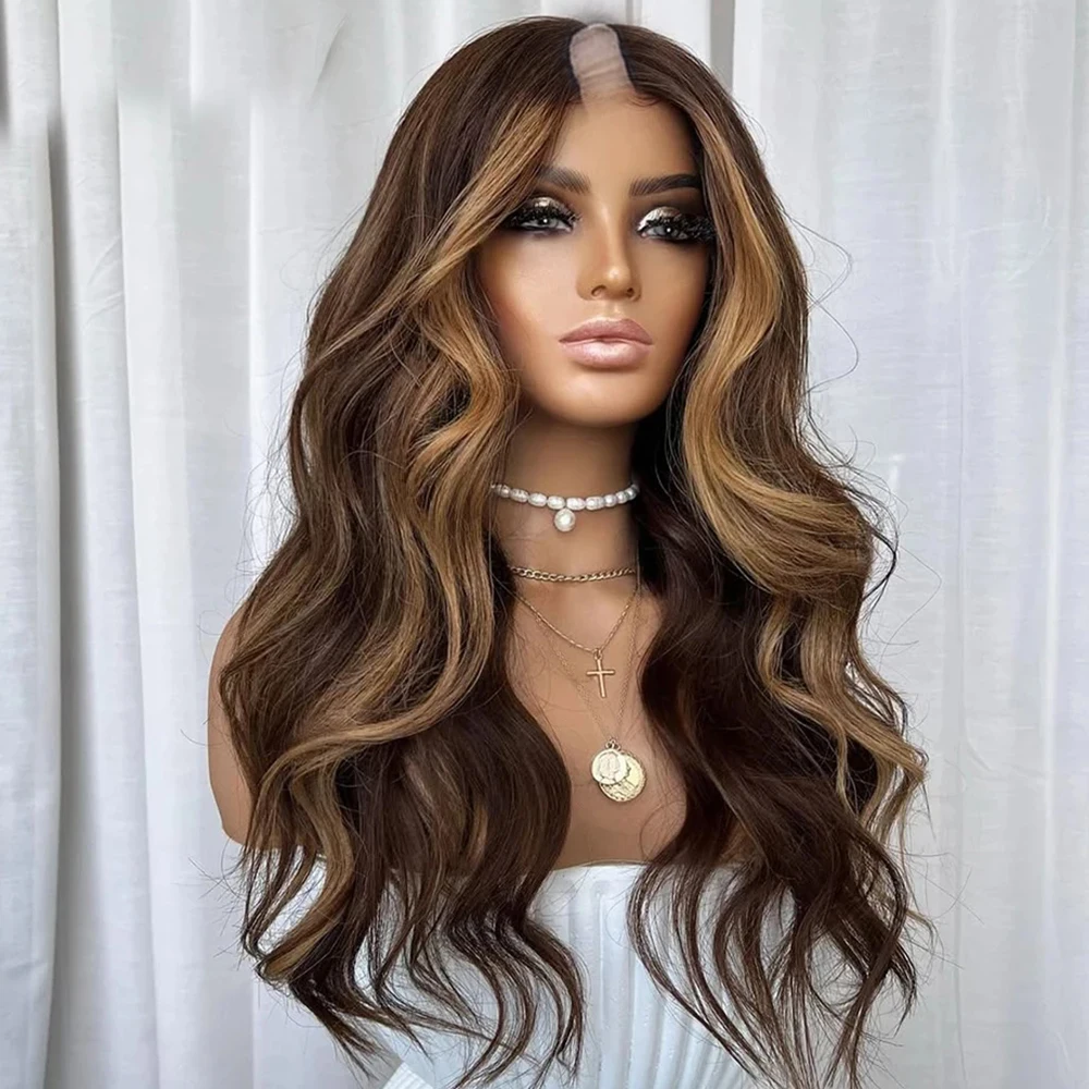 Highlights Honey Blonde Body Wavy V Part Wig 100% Human Hair Wigs Ombre Chestnut Brown Loose Wave Cheap Full U Shape End 250Dens
Highlights Honey Blonde Body Wavy V Part Wig 100% Human Hair Wigs Ombre Chestnut Brown Loose Wave Cheap Full U Shape End 250Dens