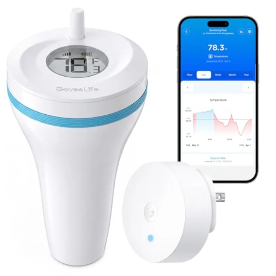 Smart Wireless Pool Thermometer P2 with WiFi Gateway Easy Read Digital Floating Thermometer with IP68 Waterproof Ultra 1082ft W
Smart Wireless Pool Thermometer P2 with WiFi Gateway Easy Read Digital Floating Thermometer with IP68 Waterproof Ultra 1082ft W
