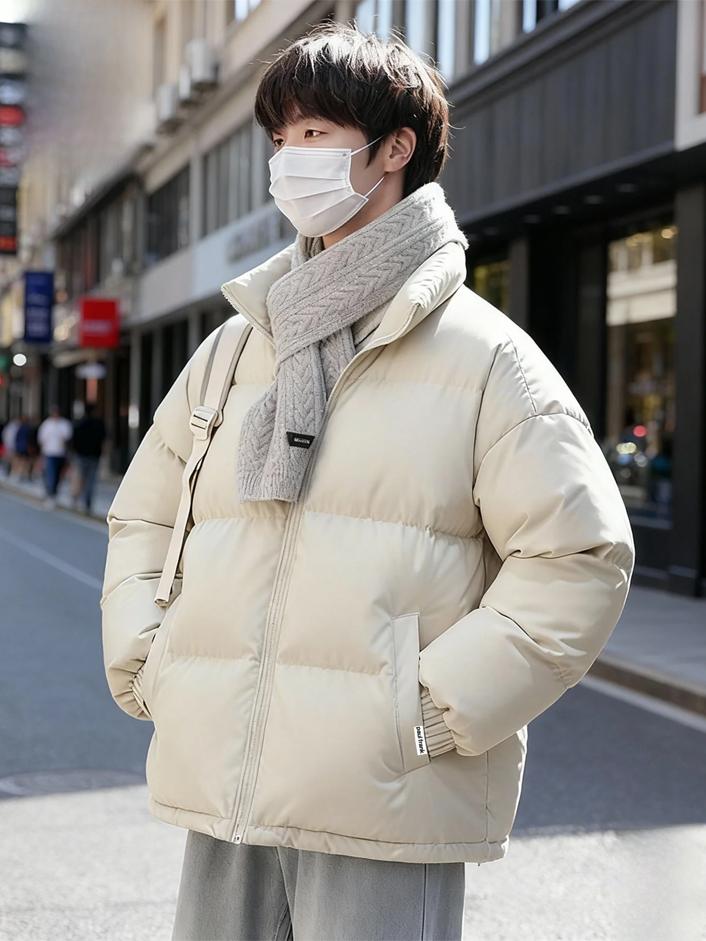 Thiened Bread Sle Cotton Jaet in Beige for Men Warm Stand Collar Winter Outerwear Casual Streetwear
Thiened Bread Sle Cotton Jaet in Beige for Men Warm Stand Collar Winter Outerwear Casual Streetwear