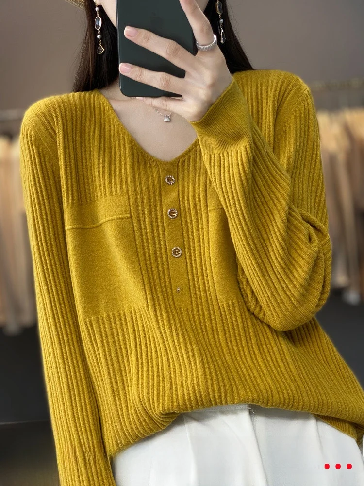 Spring New V-Ne 00 Wool Women's Long Sve Knitted Sweater Loose Base irt Button up Cardigan Sle Regular Thin
Spring New V-Ne 00 Wool Women's Long Sve Knitted Sweater Loose Base irt Button up Cardigan Sle Regular Thin