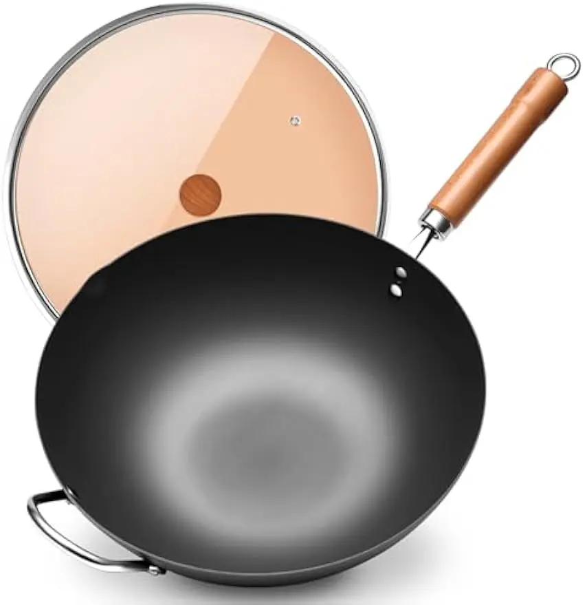 12.59 Inch Traditional Flat Bottom Iron Wok for Stir-Fry, Induction, Gas & Electric Stoves - Uncoated Pure Iron
12.59 Inch Traditional Flat Bottom Iron Wok for Stir-Fry, Induction, Gas & Electric Stoves - Uncoated Pure Iron