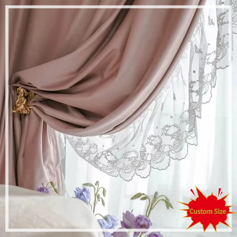 Custom Size!!European Pink Romantic Lace Blackout Jacquard Curtains for Living Dining Room Bedroom American Retro Elegant Decor
Custom Size!!European Pink Romantic Lace Blackout Jacquard Curtains for Living Dining Room Bedroom American Retro Elegant Decor