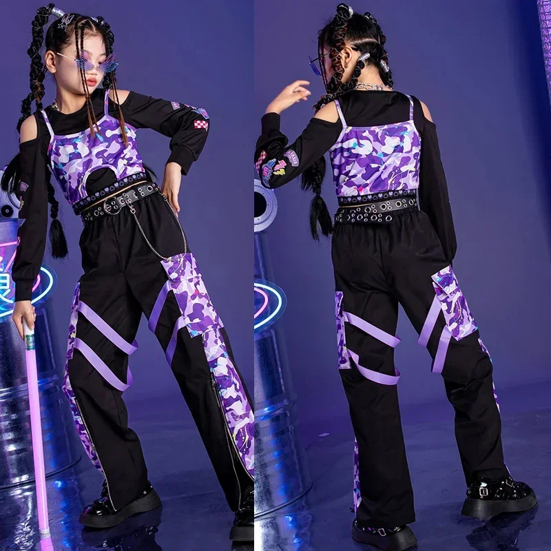 Фиолетовый камуфляжный топ, брюки-карго для девочек, костюм для джазовых танцев, детская крутая одежда в стиле хип-хоп, сценическая одежда Kpop, XS7218
Фиолетовый камуфляжный топ, брюки-карго для девочек, костюм для джазовых танцев, детская крутая одежда в стиле хип-хоп, сценическая одежда Kpop, XS7218