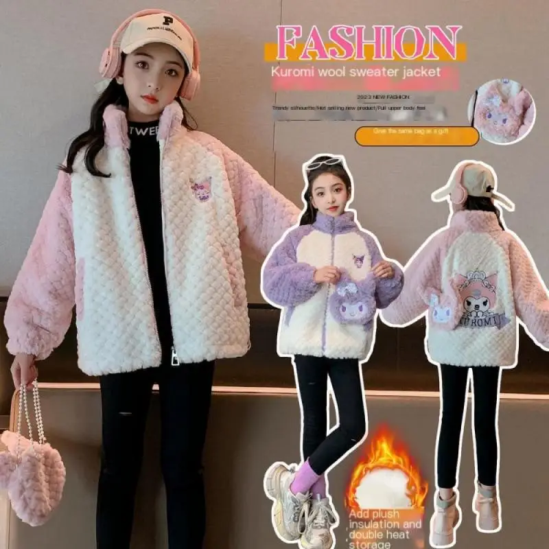 Sanrio Kuromi Girls Fleece Coat Kids Long Sleeve Thickened Warm Fashion Zipper Kawaii Top Children's Autumn Winter Clothing Hot
Sanrio Kuromi Girls Fleece Coat Kids Long Sleeve Thickened Warm Fashion Zipper Kawaii Top Children's Autumn Winter Clothing Hot