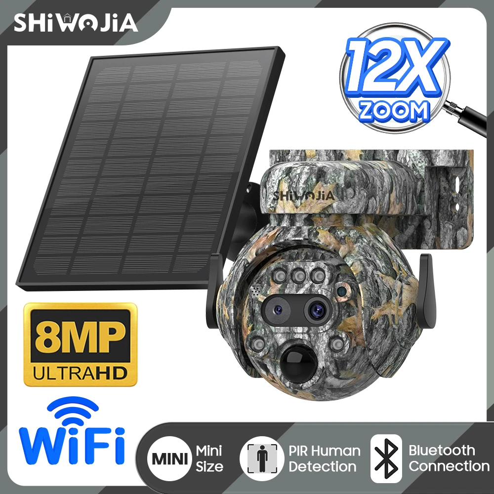 SHIWOJIA 4K 8MP WIFI Solar Powered Camera 4G SIM 12X ZOOM Outdoor 360° View Animal Monitoring Solar Battery Hunting PTZ Cameras
SHIWOJIA 4K 8MP WIFI Solar Powered Camera 4G SIM 12X ZOOM Outdoor 360° View Animal Monitoring Solar Battery Hunting PTZ Cameras