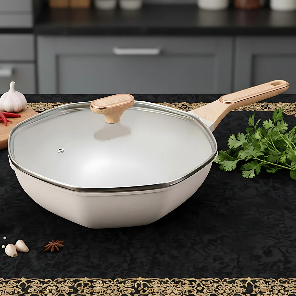 GIYOCA Керамический восьмиугольный вок с антипригарным покрытием, 11,81/12,59 дюйма, литые индукционные воки и сковороды для жарки со стеклянной крышкой
GIYOCA Керамический восьмиугольный вок с антипригарным покрытием, 11,81/12,59 дюйма, литые индукционные воки и сковороды для жарки со стеклянной крышкой