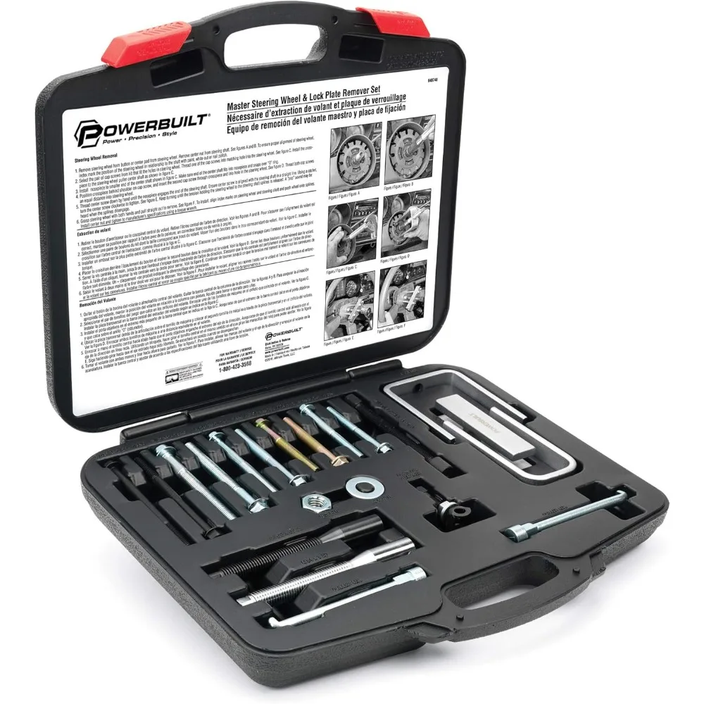 NEW Master Steering Wheel and Lock Plate Puller Kit, Foreign and Domestic Vehicles, 16 Piece Car Repair Tool Set - 648748
NEW Master Steering Wheel and Lock Plate Puller Kit, Foreign and Domestic Vehicles, 16 Piece Car Repair Tool Set - 648748