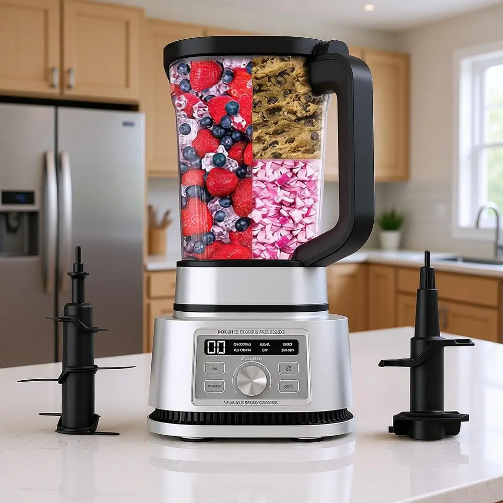 Power Blender with 3-in-1 Functionality: Crushing, Mixing, and Auto-iQ Presets, 1400W SmartTORQUE
Power Blender with 3-in-1 Functionality: Crushing, Mixing, and Auto-iQ Presets, 1400W SmartTORQUE