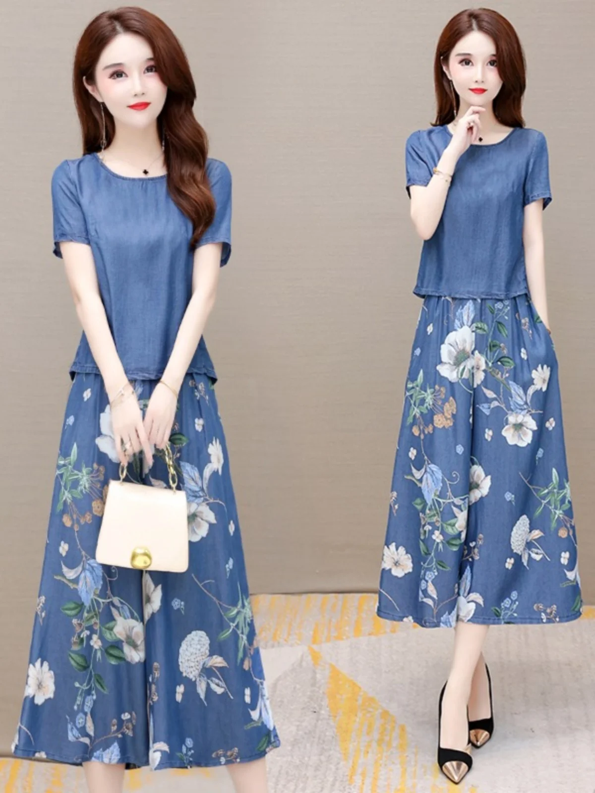 Women's 2025 Summer New Short Sleeve Matching Set Korean Loose Irregular T-shirt Top+Ice Silk Wide Leg Pants Two Piece Wh2
Women's 2025 Summer New Short Sleeve Matching Set Korean Loose Irregular T-shirt Top+Ice Silk Wide Leg Pants Two Piece Wh2