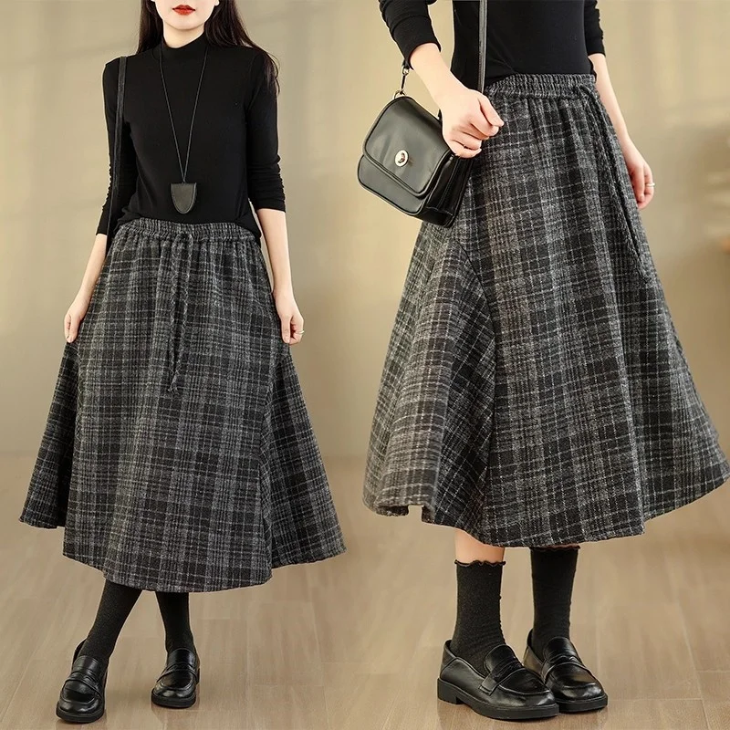Клетчатая шерстяная юбка, эластичная трапециевидная женская модная свободная юбка средней длины с высокой талией в стиле ретро w1688
Клетчатая шерстяная юбка, эластичная трапециевидная женская модная свободная юбка средней длины с высокой талией в стиле ретро w1688