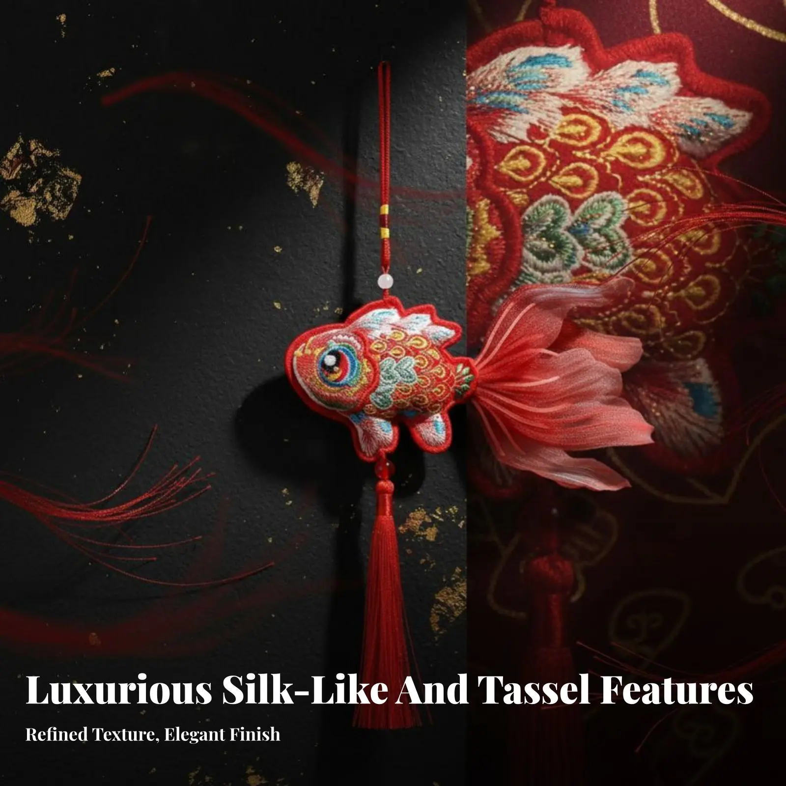 Auspicious Koi Fish Hanging Decoration, Chinese New Year Embroidered Accent, Red Tassel, Door Decor, Festive Vibe
Auspicious Koi Fish Hanging Decoration, Chinese New Year Embroidered Accent, Red Tassel, Door Decor, Festive Vibe