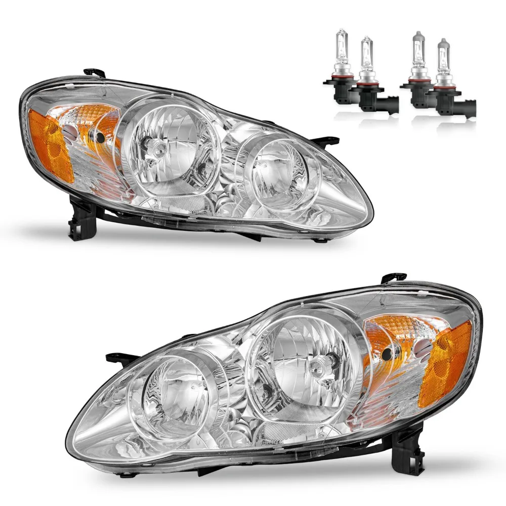Pair Headlights For 2003-2008 Toyota Corolla Chrome Headlamps with Bulbs LH+RH
Pair Headlights For 2003-2008 Toyota Corolla Chrome Headlamps with Bulbs LH+RH
