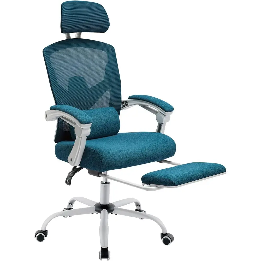 High-Back Mesh Swivel Chair with Footrest, Lumbar Support, Comfortable Arms and Wheels
High-Back Mesh Swivel Chair with Footrest, Lumbar Support, Comfortable Arms and Wheels