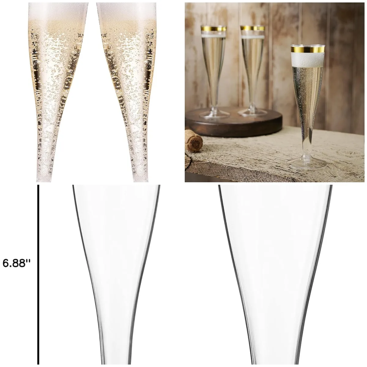 100 Pack Gold Rim Plastic Champagne Flutes, 5 Oz Disposable Toasting Glasses for Wedding Party
100 Pack Gold Rim Plastic Champagne Flutes, 5 Oz Disposable Toasting Glasses for Wedding Party
