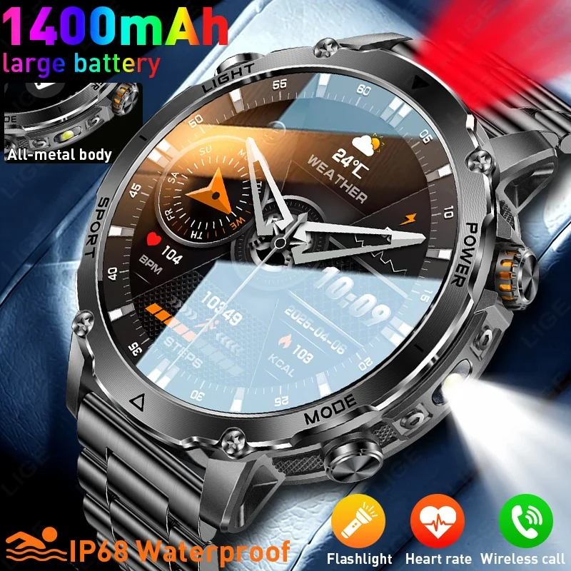 LIGE Hot New 1400mAh Extra-Large Battery SmartWatch Men Military Outdoor SOS Flashlight Waterproof Heart Rate Sports Smartwatch
LIGE Hot New 1400mAh Extra-Large Battery SmartWatch Men Military Outdoor SOS Flashlight Waterproof Heart Rate Sports Smartwatch