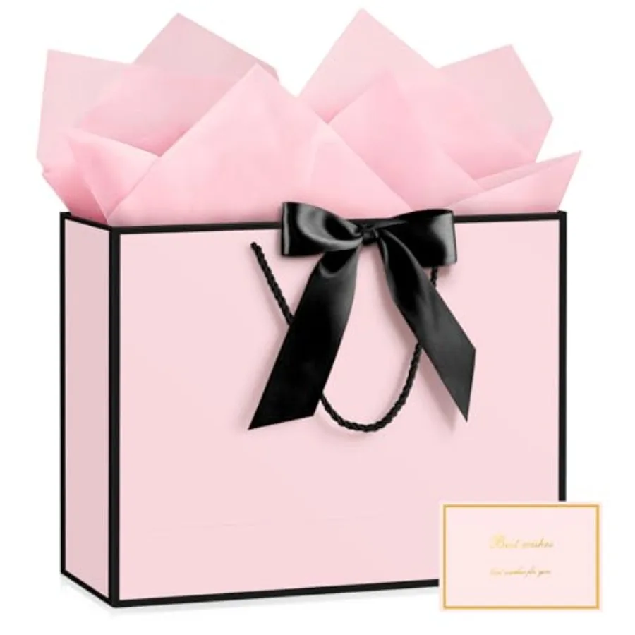 Gift Bags with Handles, 14.6" Large Gift Bag for Presents, 2 Pcs Bags with 4 Tissue Paper and 2 Cards for Graduation Wedding Ba
Gift Bags with Handles, 14.6" Large Gift Bag for Presents, 2 Pcs Bags with 4 Tissue Paper and 2 Cards for Graduation Wedding Ba
