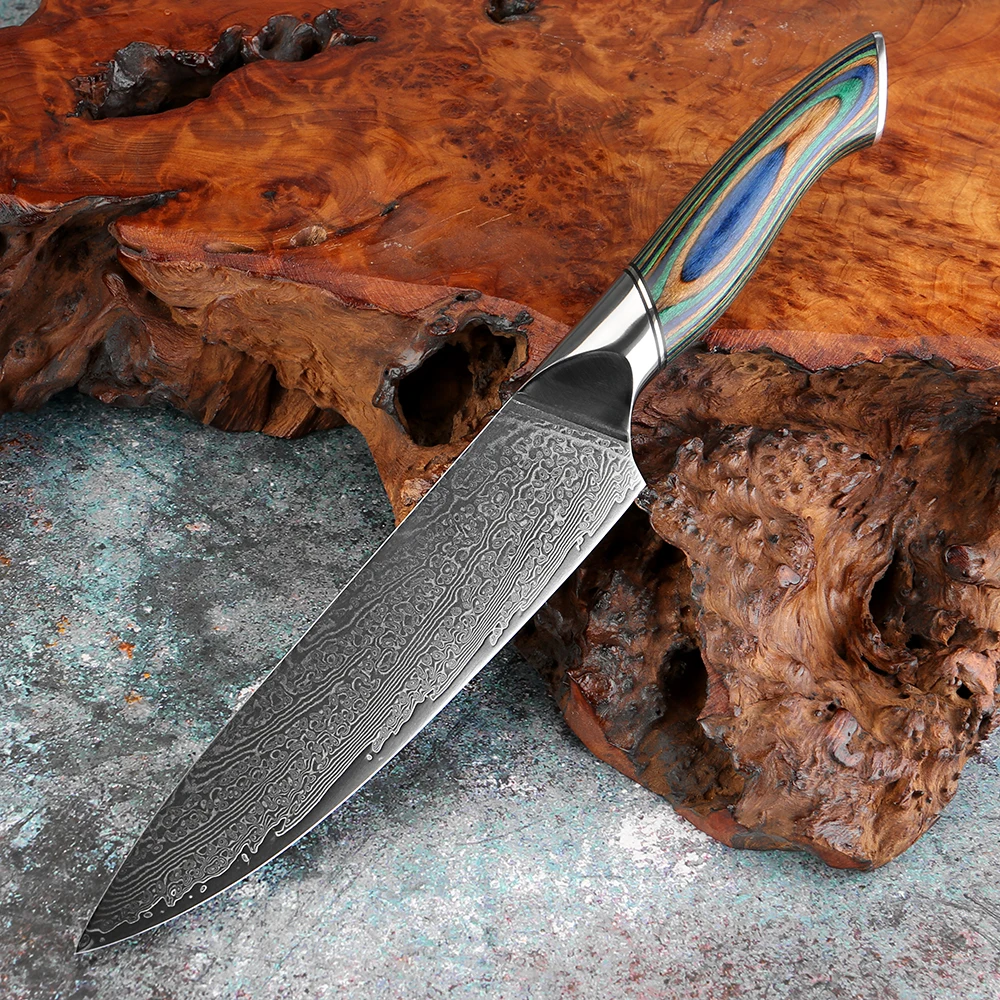 8” Chef's Knife Razor Sharp Damascus Steel Japanese Kitchen Knife for Chopping, Slicing & Mincing Full Tang & Ergonomic Handle
8” Chef's Knife Razor Sharp Damascus Steel Japanese Kitchen Knife for Chopping, Slicing & Mincing Full Tang & Ergonomic Handle