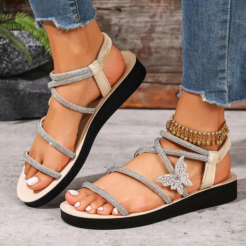 Fashion Silver Rhinestore Cross Strap Wedge Heel Sandals Women Summer 2026 Soft Thick Sole Beach Shoes Woman's Comfort Sandals
Fashion Silver Rhinestore Cross Strap Wedge Heel Sandals Women Summer 2026 Soft Thick Sole Beach Shoes Woman's Comfort Sandals