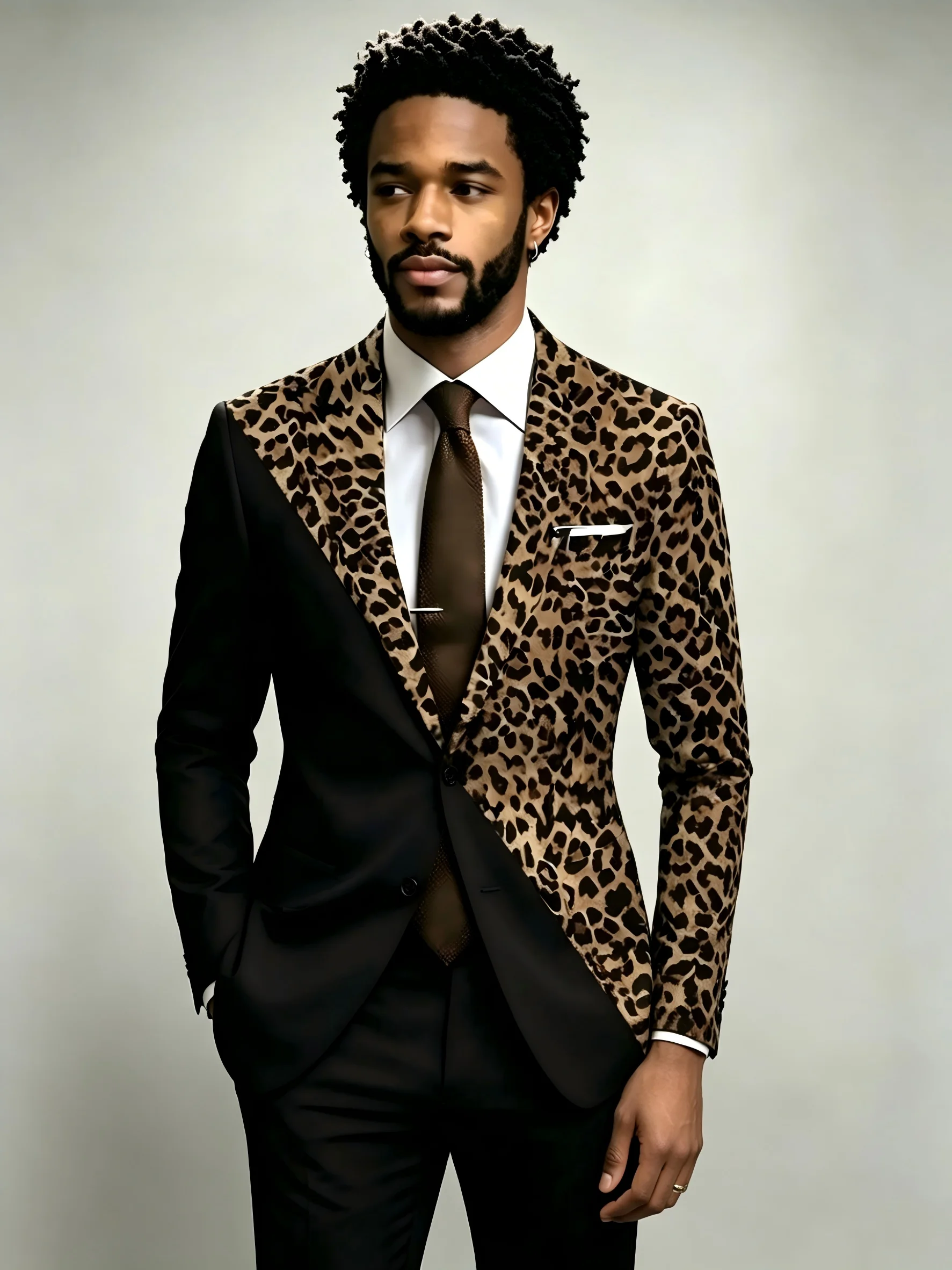 Leopard Black Groom Tuxedos Peaked Lapel Single Breasted Suits For Men Prom Wedding Party Mens Suits Costume ( jacket+Pants)
Leopard Black Groom Tuxedos Peaked Lapel Single Breasted Suits For Men Prom Wedding Party Mens Suits Costume ( jacket+Pants)