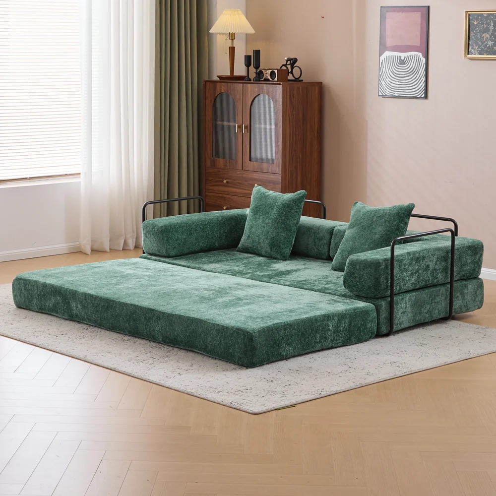 Dark Green Chenille Convertible Floor Sofa Bed with Pillow Back & Armrest for Living/Bedroom
Dark Green Chenille Convertible Floor Sofa Bed with Pillow Back & Armrest for Living/Bedroom