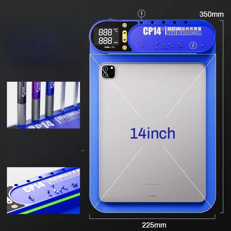 Mobile Phone Repair Heating Pad CP14 Inch Mobile Phone Tablet Screen Disassembly Tool Screen Separation Heating Table
Mobile Phone Repair Heating Pad CP14 Inch Mobile Phone Tablet Screen Disassembly Tool Screen Separation Heating Table