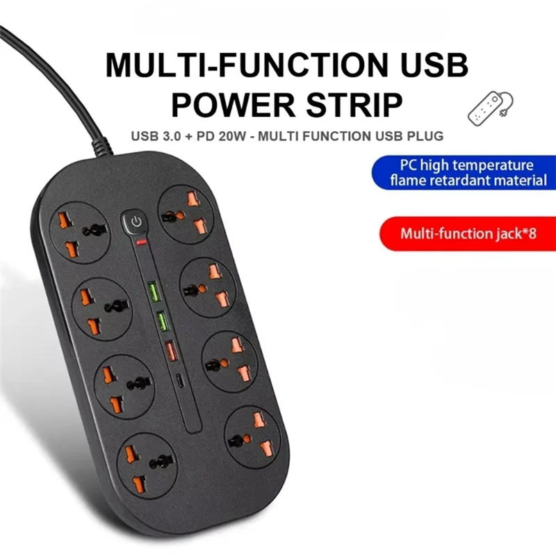 Изысканная универсальная розетка для удлинителя с удлинителем, порт USB Type-C для вилки стандарта США, розетка переменного тока, мультипризрак, вилка стандарта США
Изысканная универсальная розетка для удлинителя с удлинителем, порт USB Type-C для вилки стандарта США, розетка переменного тока, мультипризрак, вилка стандарта США