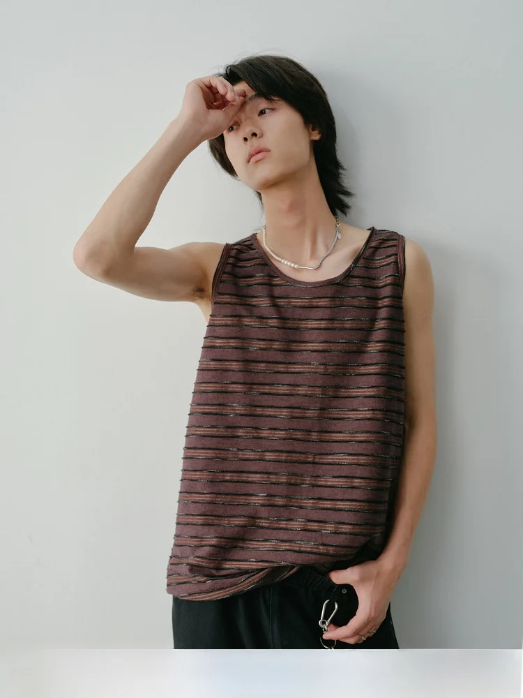 Summer Men's round Neck Vest Texture Fabric Deep Brown Stripe Embroidery Base Shirt Cotton Polyester Blend Loose Fit Youth Fa...
Summer Men's round Neck Vest Texture Fabric Deep Brown Stripe Embroidery Base Shirt Cotton Polyester Blend Loose Fit Youth Fa...