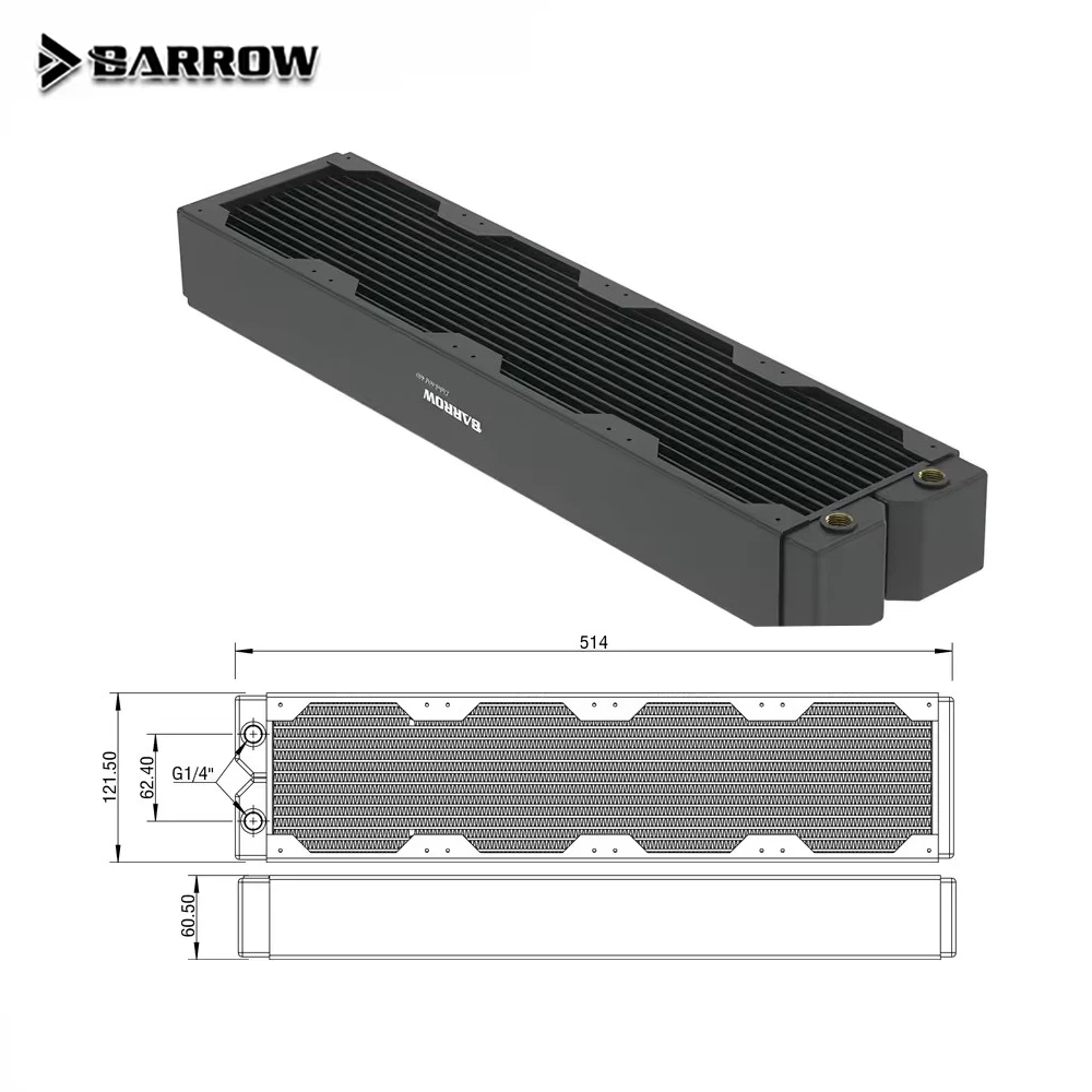 BARROW 480mm Radiator Computer Water Discharge Liquid Heat Exchanger G1/4 60mm Thickness Copper for 120 Fans Dabel-60D 480
BARROW 480mm Radiator Computer Water Discharge Liquid Heat Exchanger G1/4 60mm Thickness Copper for 120 Fans Dabel-60D 480