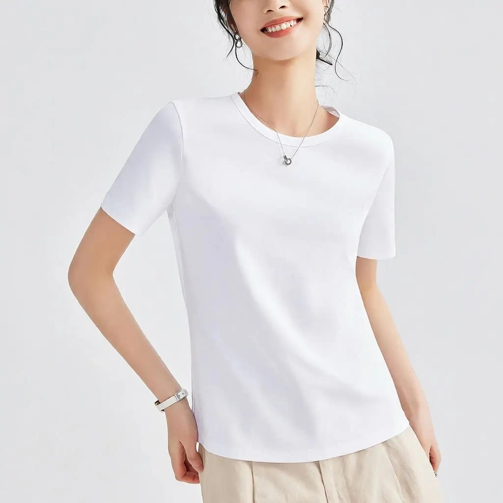 Silk Lustrous Cotton Short Sleeve T-Shirt Women Summer New round Neck Color Loose Base Shirt Shoulder Fit Slimming Top
Silk Lustrous Cotton Short Sleeve T-Shirt Women Summer New round Neck Color Loose Base Shirt Shoulder Fit Slimming Top