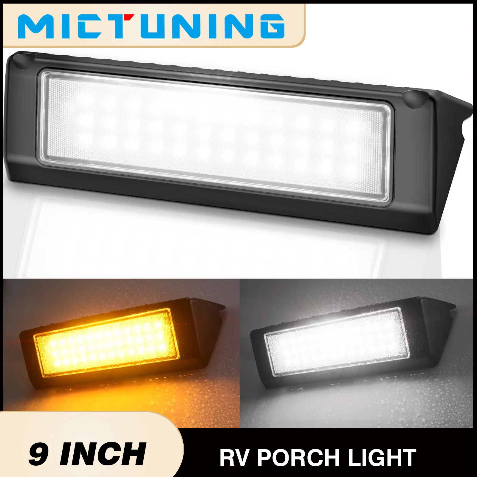 MICTUNING 9 Inch RV Porch Light,31W 2100LM White Yellow Lighting,Waterproof Outdoor Utility Awning Lights For Campers Marine
MICTUNING 9 Inch RV Porch Light,31W 2100LM White Yellow Lighting,Waterproof Outdoor Utility Awning Lights For Campers Marine
