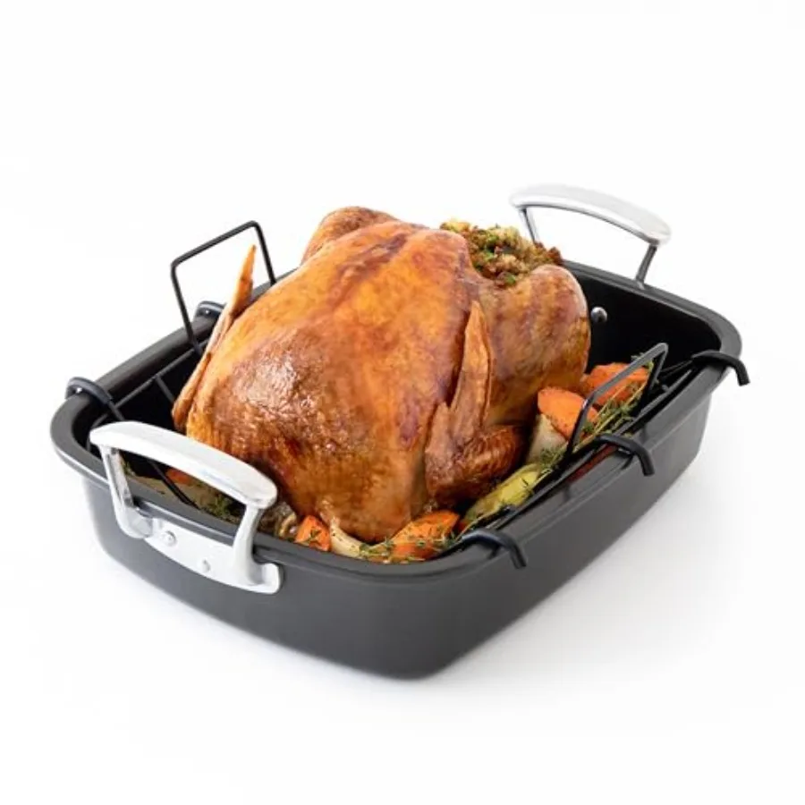 Deluxe Lar Caron Steel Roasting Pan wit U-Rack 18.5 x 14.5-In 47 x 37 cm Extra-Lar Grey Te Solution for Flawl Roasts Qs and Ov
Deluxe Lar Caron Steel Roasting Pan wit U-Rack 18.5 x 14.5-In 47 x 37 cm Extra-Lar Grey Te Solution for Flawl Roasts Qs and Ov