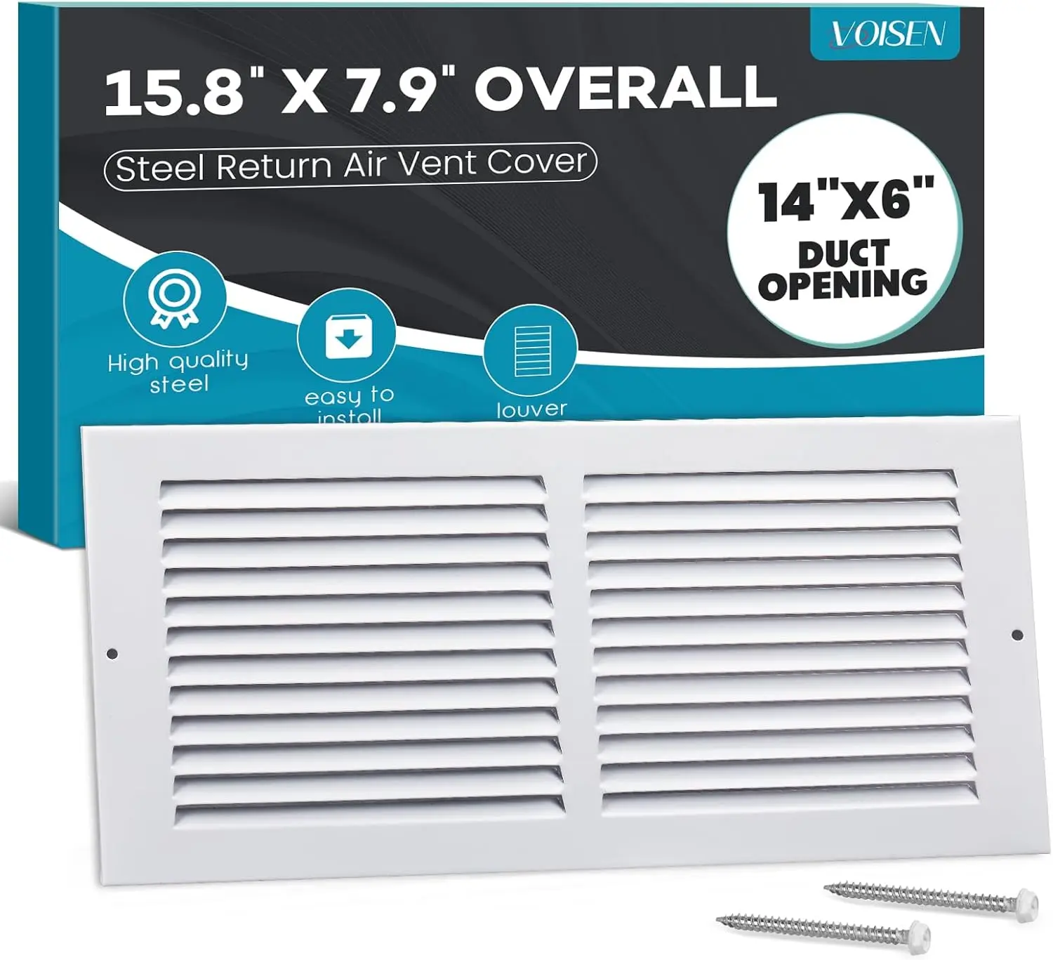 14x6 Return Air Grille, Steel Vent Cover for Sidewall Ceiling, White, Overall 15.8"x7.9"
14x6 Return Air Grille, Steel Vent Cover for Sidewall Ceiling, White, Overall 15.8"x7.9"
