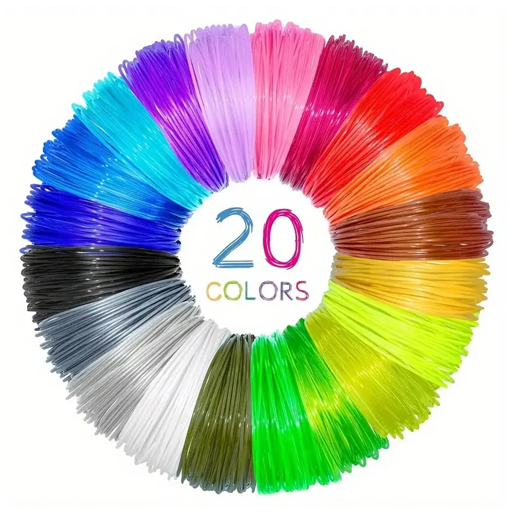 20 colors 3D pen PLA Filament 1.75mm, 10 feet per color, total 200 feet, with 2 finger sleeves, random colors
20 colors 3D pen PLA Filament 1.75mm, 10 feet per color, total 200 feet, with 2 finger sleeves, random colors