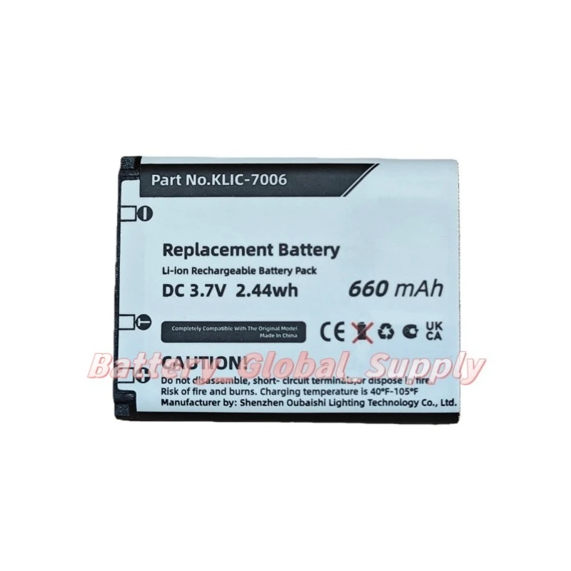 Battery for KLIC-7006 LB-012 DS-6365 easyshare M883 Zoom 3.7v 660mah New -
Battery for KLIC-7006 LB-012 DS-6365 easyshare M883 Zoom 3.7v 660mah New -